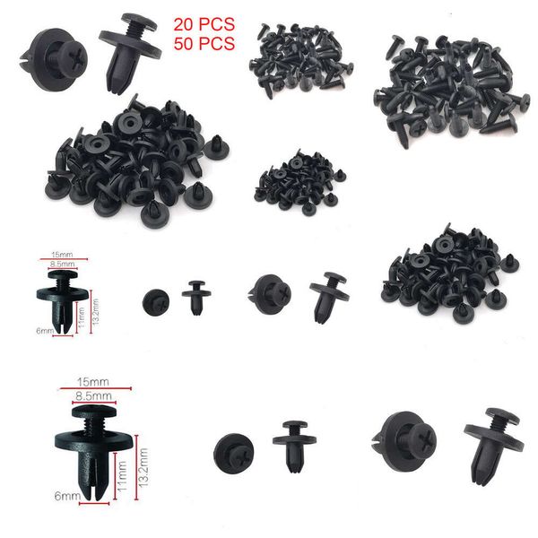 Novo 10/20/50pcs de 6mm de fixador de fixador de automóvel rivrado retentor de rebite push push motor por porta bumper capa de fixadores para honda