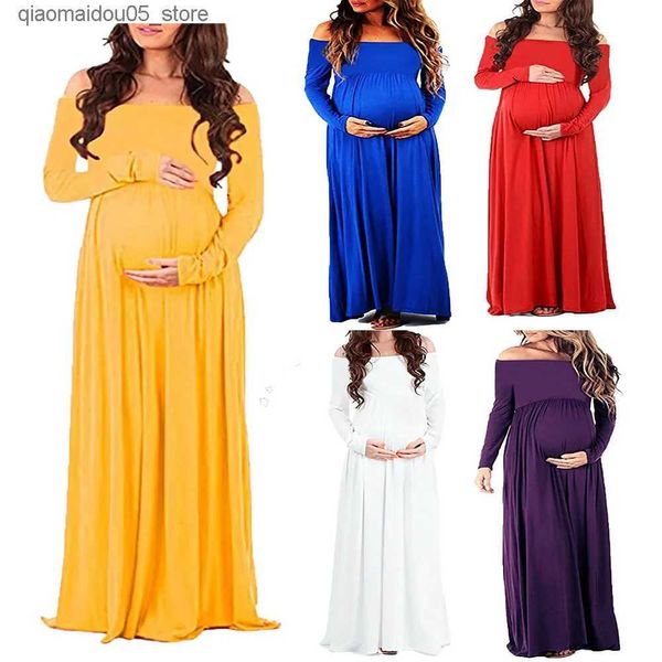 Abiti di maternità oggetti di fotografia per abiti da donna in gravidanza.Abiti incinti senza spalline e maniche lunghe.di Q240413