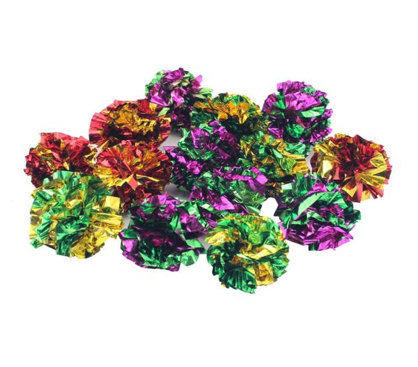 6 pezzi Diametro del lotto da 5 cm Mylar Crinkle Ball Toys Interactive Colorful Ring Paper Piet per gatti Kitten1301O8675579