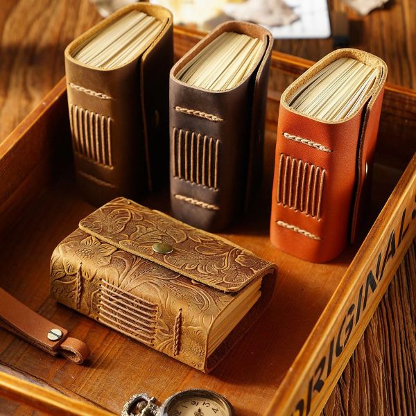 Notizbücher Miniatur handgefertigtes echtes Leder Notebook Neutral Vintage Cowhide Notepad Creative Boy's Girl's Graffiti Tagebuch Großhandel