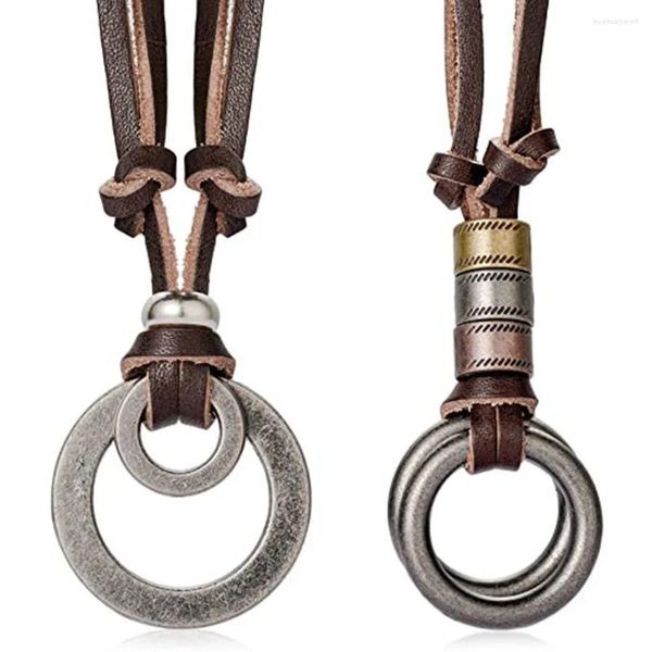 Ketten Boho Vintage Männer Halskette Einstellbare echte Lederkabelfedern Anhänger Langer Charme Geschenk handgefertigter Schmuck