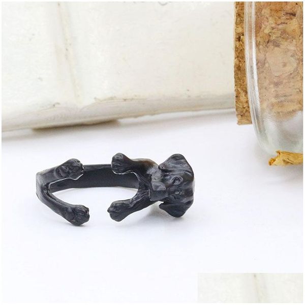 Anéis de banda 10pcs/lote antigo sier/bronze labrador retriever raça de cães de animais ajustável para mulheres entrega por atacado Jóias anel de jóias dhmsq