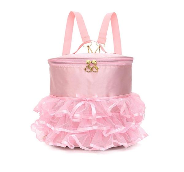 Backpack de dança à prova d'água Bolsa de esportes de balé de garotas rosa Boleria infantil Rucksack com uma saia tutu de babados fofa vestido 3902343