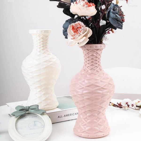 Vasos cor nórdica plástica linda e molhada recipientes de arranjos de flores decorativas artesanato presentes