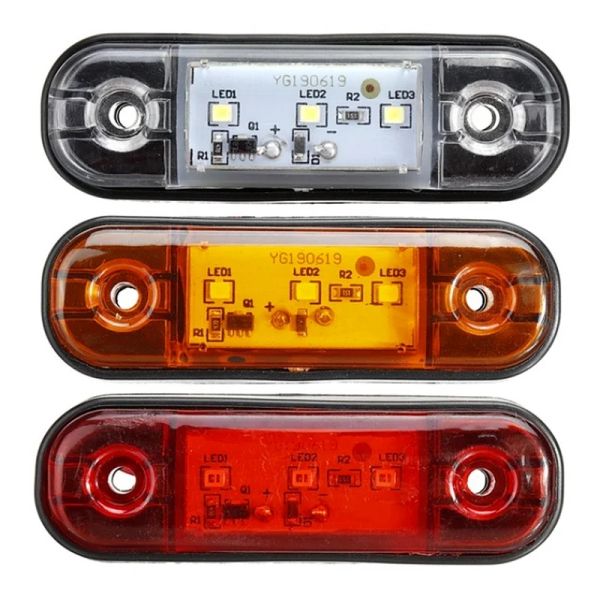 Luzes laterais de marcador lateral de 12V / 24V de 12V / 24V para caminhões de reboques de caravana marcador de liberação de lâmpada de luz LED de LED âmbar vermelho branco 9-30Vled marcador de liberação luz