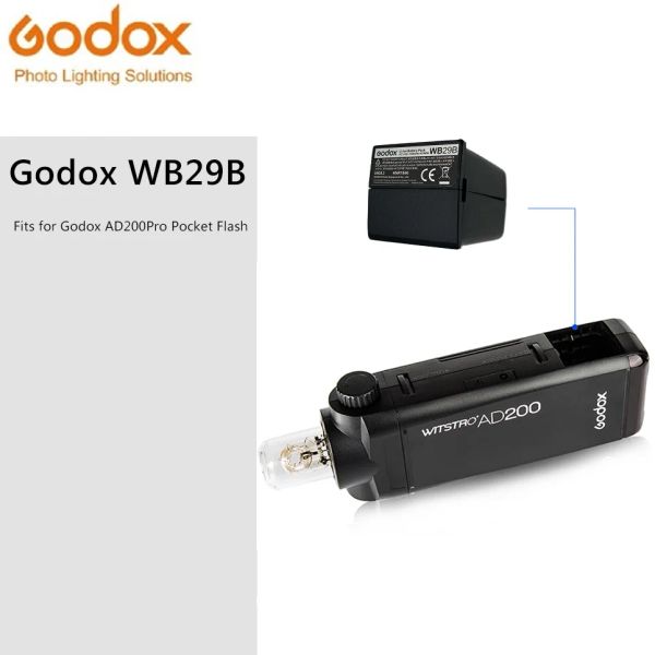 Freisetzungen Godox WB29 WB29B Original Batterieersatz 14,8 V 3100mah für Xplor AD200 AD200PRO GDOX AD200 AD200PRO