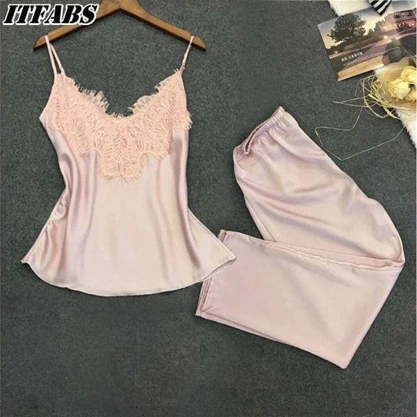 Ev Giyim Seksi-Lingerie-Women Bayanlar Silk-Lace-Robe-Dress-Babydoll-Nightdress-Nightgown-Reallwear Pijama Setleri Mavi Pembe Kırmızı