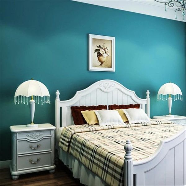 Sfondi Wellyu Wallpaper non tessuto Non tessuto Mediterraneo Blu scuro Blu camera da letto semplice camera da letto da letto TV Backdrop Children's's