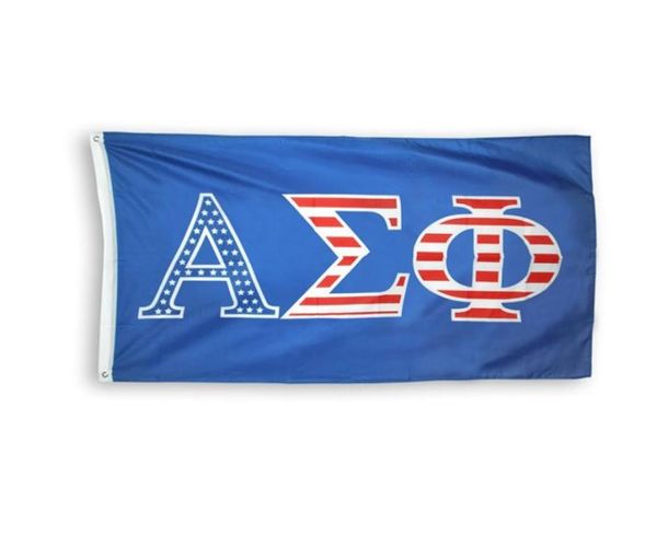 Alpha Sigma Phi USA Flag 3x5 pés costurados fábrica de alta qualidade fornecem diretamente o poliéster com itens de bronze3401339