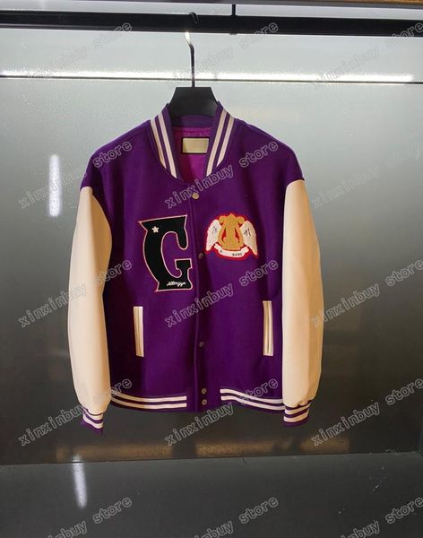 Jackets de beisebol de designers de 21SS Menino Mulheres com capuz Basketball Leather Letter Ovelha Bordado Jacquard Fabric Man Paris Fashion Stre6805028