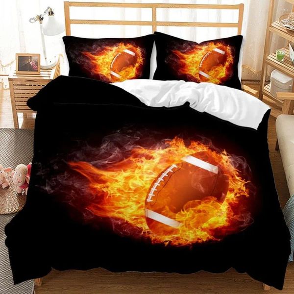 Bedding Sets Sports Series Rugby Conjunto de treinos intensos temáticos 3pcs Cascos de edreca de edredão Caso de capa de decoração de casa de tamanho multi-tamanho de tamanho completo