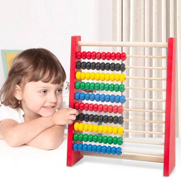 Montessori Toy Abacus for Kids colorido contas de madeira Aprendendo a ferramenta de matemática Mini Inteligência Desenvolvimento Crianças Toys