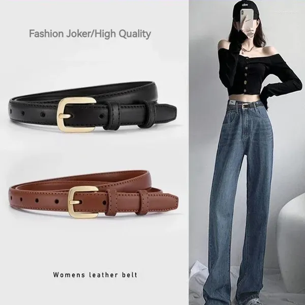 Gürtel 2024 Frauen Ledergürtel Mode Sommer 100 Taillen mit dekorativen hochwertigen Jeans feine koreanische Version von Black