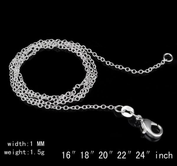 925 Colar de prata esterlina Rolo Quot O Collaces Chain Colares 1mm 16039039 24039039 925 Silver DIY Chai5347432