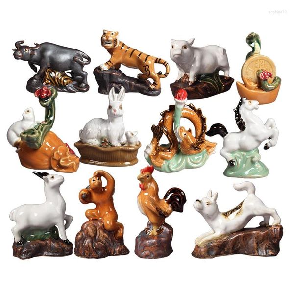 Dekorative Figuren Hausdekoration Handwerk Miniaturen Keramik Chinesische Zodiakiere Bonsai Rockery Accessoires Aquarium Dekoration