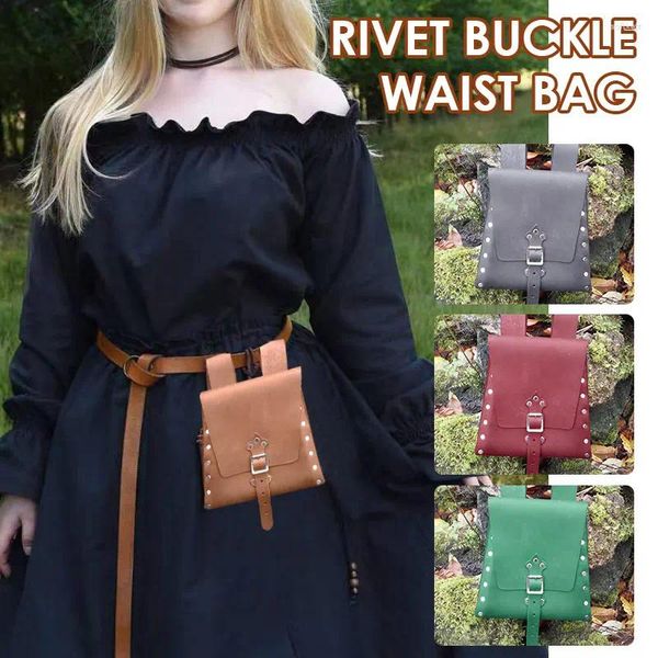 Sacos de cintura Bolsa renascentista medieval steampunk vintage rebite pu de bolsa de couro para bolsa de moeda masculino homem ao ar livre larp cosplay adereços