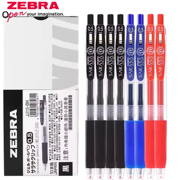 Canetas 10pcs Japão Japão Zebra Gel Pen Conjunto JJ15ballpoint caneta preta caneta 0,5 mm Arte de artigos de papelaria fofos Acessórios de escritório de volta à escola
