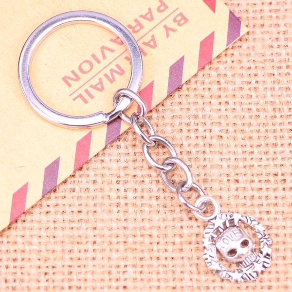 Keychains 20pcs Fashion Keychain 15mm Circle Skull Skeleton Love Pingents