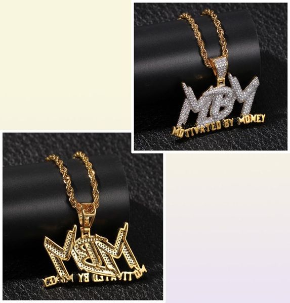 Männer Strings E ICED BLING CZ 18K GLOTTEM MBM MOTIKATIERT durch Geld Brief Anhänger Halskette Hip Hop Schmuckkette Geschenke 8431676