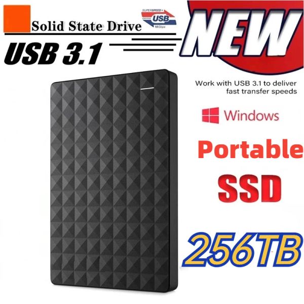 Caixas 2024 Novo SSD portátil original 16TB 256TB USB 3.1 Estado sólido externo unidades de 2,5 polegadas para laptops para computadores PS4