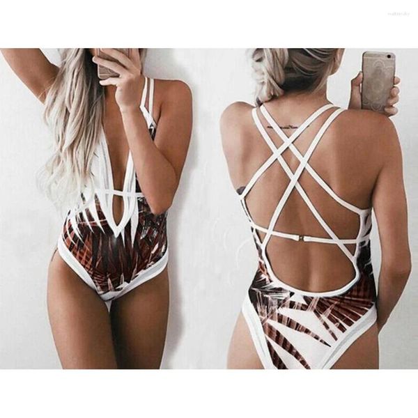 Frauen Badebody BodySuit Overalls Chic Badeanzug hoher Taille 2024 Mode Frauen Kleidung ein Stück tropischer Stil Sommer Frauen