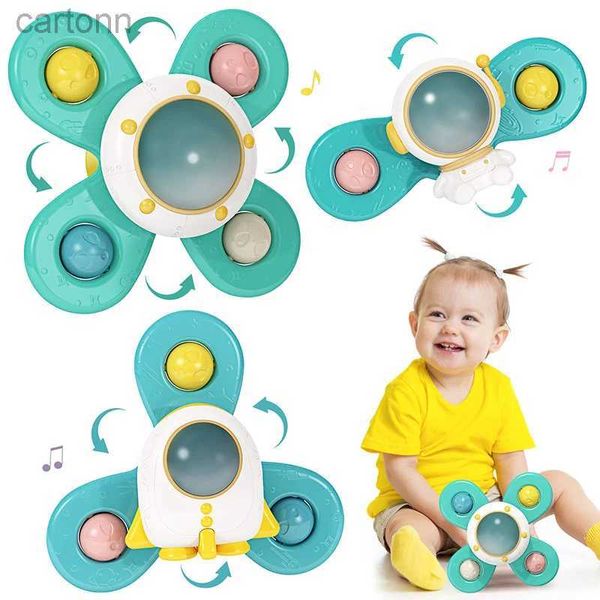 Bath Toys 3pcs/Set Baby Bad Toys Lustige Badesecker Spinner Saugnapfbecher Cartoon Rasseln Zappeln Bildungsspielzeug für Kinder Jungen Geschenk 240413