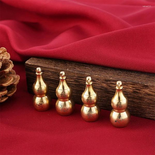 Schlüsselanhänger für gesundheitliche Verbesserung buddhistischer Glück Home Ornament Decor Messing Kürbis Anhänger können Zimt -Schlüsselbund -Accessoires halten
