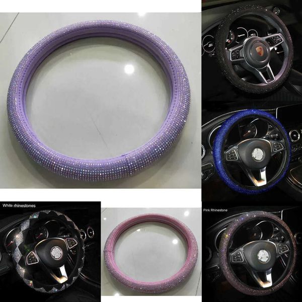 Novo volante rosa de cristal roxo tampa as meninas garotas diamante de shinestone carros cobertos acessórios de roda de direção