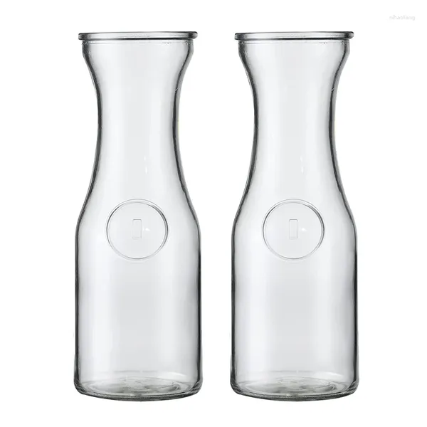 Weingläser 2 Packglas Carafes mit Acryldeckel 35 Unzen Wasserkrugsaftbehälter für Brunch MimoSa Bar Getränke ICED ECED TEA