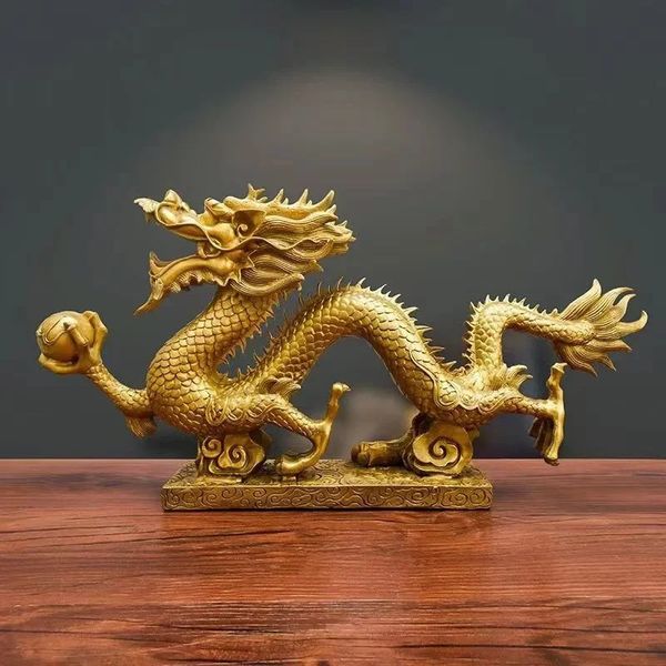 Chinesisches Maskottchen reiner Kupferdrache und Phönix -Ornamente Zodiac Dragon Home Dekoration Accessoires 240407