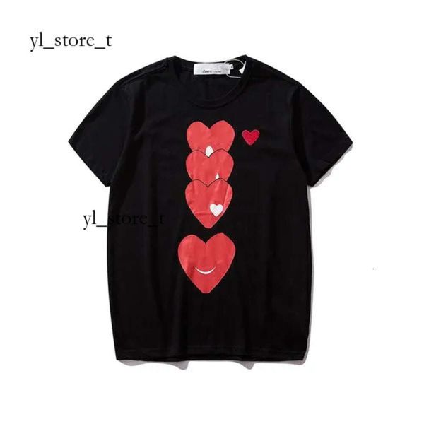 Spielen Sie Fashion Mens T-Shirts hochwertiger Playt-Shirt Designer Red Heart Shirt Casual T-Shirt Cotton Stickerei Kurzarm Sommer T-Shirt Asian Größen 4700