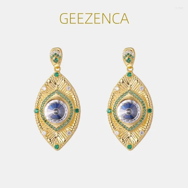 Orecchini a pennello Geezenca S925 Silver 5A zircone a forma di donna 18k oro d'oro italiano Chic Luxury Earring 2024 Gift 2024