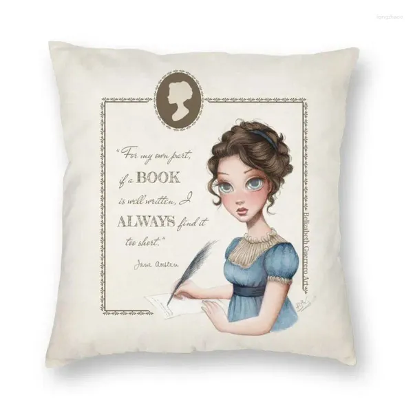 Yastık Jane Austen Portre, Kanepe Ev Dekoratif Yazar Roman Square Throw Case 45x45cm