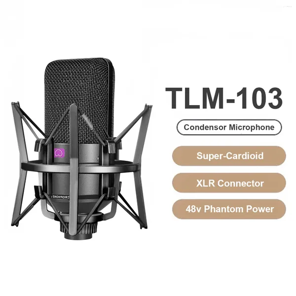 Микрофоны TLM-103 XLR Конденсатор Microphone Professional Cardioid Studio Mic для записи голоса подкастинга над потоковым домом
