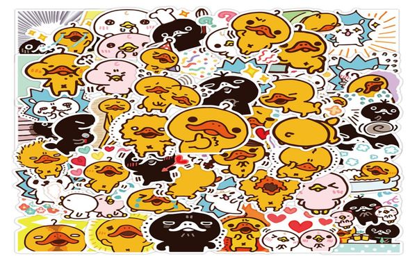 50pcs desenho animado pequeno pato amarelo kawaii stetafiti adesivos fofos de conta à prova d'água