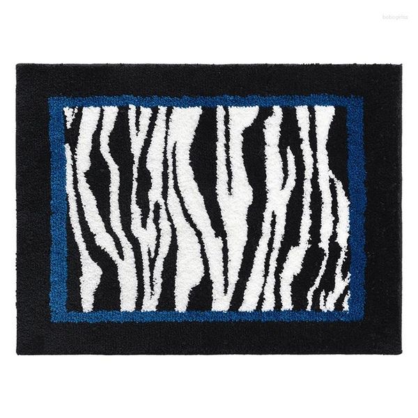 Teppiche Zebra-Druck Badezimmer Matte gemütlich schwarz weiß blau weicher Teppich Super saugfähig Schlupfresistente Padküche Küchentür Home Deco