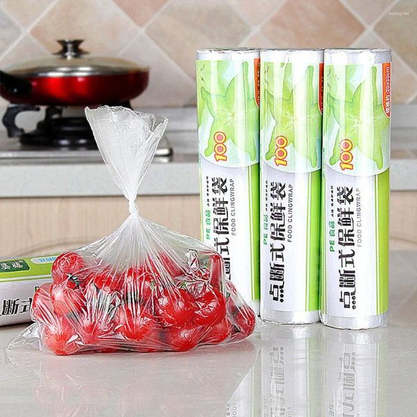 Sacos de armazenamento 50 PCs/Roll Food Bag Kitchen Organizador de plástico pe -saran Wrap Saving