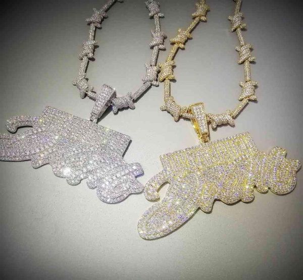 Bling Iced Out Letters Dream Rich Tipant Necklace 2 colori Luxury AAA Zircon Hip Hop Jewelry 2103302375455