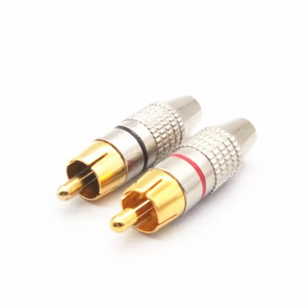 2024 Novos 10 PCs RCA Plug Video Locking Connector de cabo Gold Bated para conector de plugue RCA