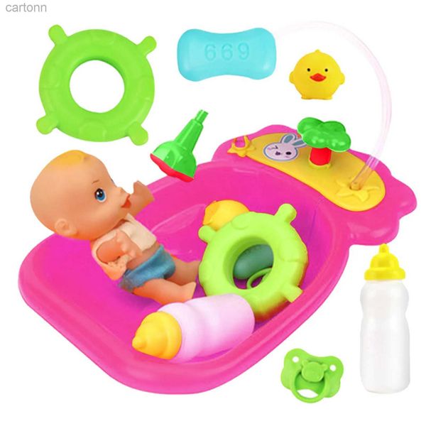 Banyo oyuncakları plastik küvet bebek seti taklit rol oyun oyuncak duş aksesuarları ile oyuncak kız banyo bebekleri oyuncak aksesuarları ile 240413