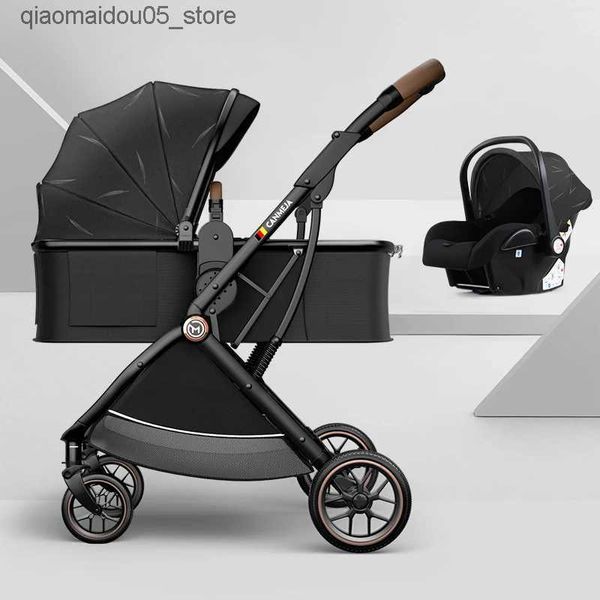 Carrinhos de bebê# carrinho de bebê multi-funcional 3-em-1 pode sentar e deitar bebê carrinho de viagem portátil de bebê portátil grande carrinho de carro de recém-nascido Q240413