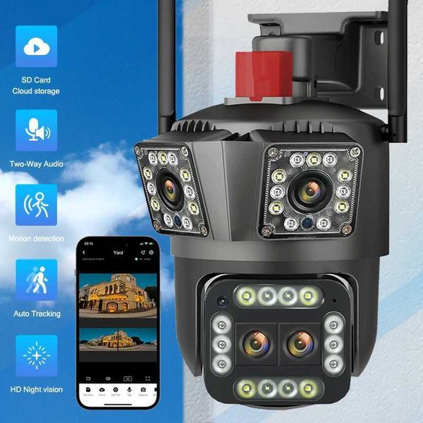 IP -Kameras 8K 16MP Outdoor 12x Zoom Cam Thour Objektiv Drei Bildschirm WiFi IP -Kamera Sicherheitsschutzbewegung Erkennung 4K VERSCHIEDEN