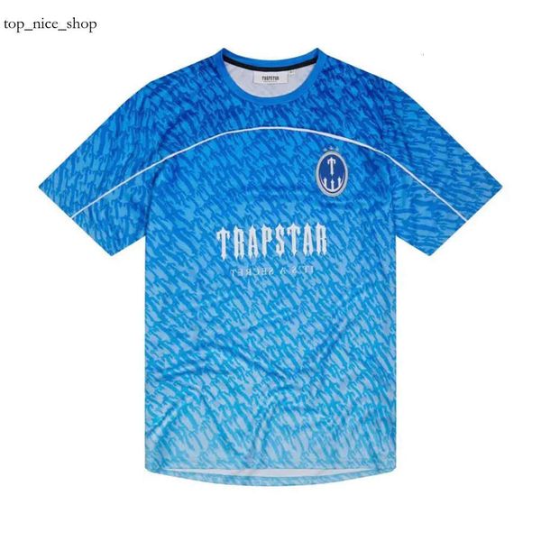 T-shirt maschili di trapstar Limited New London maschile maschile manica corta camicia blu unisex per uomo alla moda harajuku top tops maschio magliette y2k 100