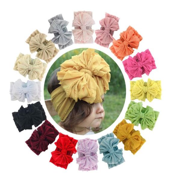 Große Spitzenbogenknoten -Stirnband Boutique Elastische Kopfschläge für Baby Girls Wide Blum Seiden Haarbänder Turban Stirnbänder3601106