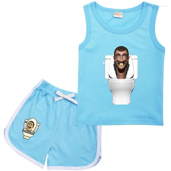 Одежда наборы Skibidi туалетная футболка детская телевизионная одежда для камеры Малышка мальчики без рукавов шорты 2pcs set для девочек летняя хлопковая мода