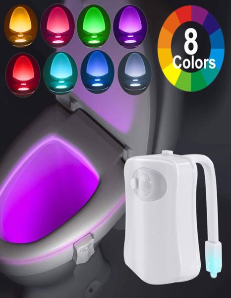 Neue LED -Toilettensitznacht Nachtlicht -Induktion Lampenbewegungssensor WC Lampe 8 Farben Variable Lampen Hintergrundbeleuchtung verwendet für Toiletten1531521