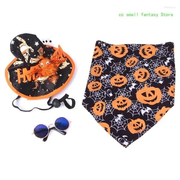 Vestuário para cães r3ma halloween roupas roupas hat hat triangle towel copos roupas de estimação natal