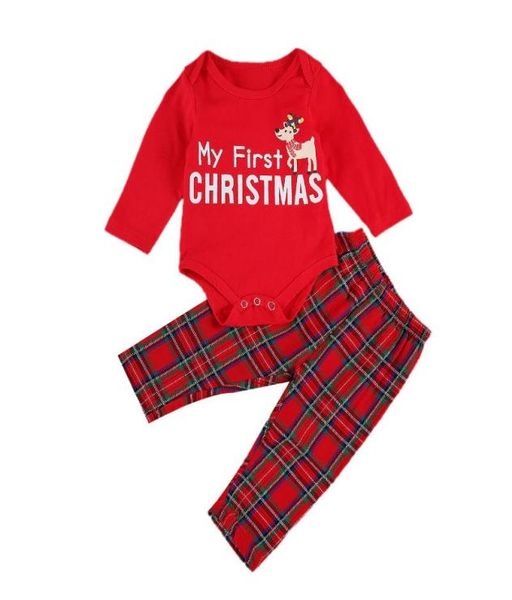 2pcs детские рождественские костюмы Red Oneck Dompers Dompers Top Plead Loak Pants Девочки мальчики младенцы детский наборы 018 месяцев9154960