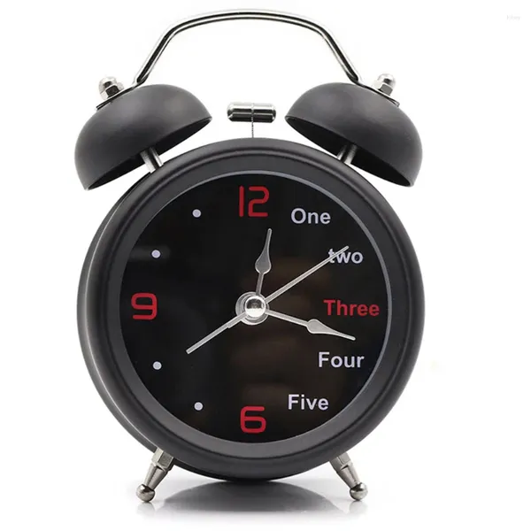 Relógios de parede de 3 polegadas de relógio analógico de sino gêmeo operado - Almear (preto) alarme de zoom