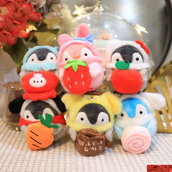 Animali di peluche imbottiti simpatici da 4 pollici trasformando pinguino vitalità da 10 cm bambola p giocattolo regalo regalo compleanno per bambini coppia portachiavi P otd7g